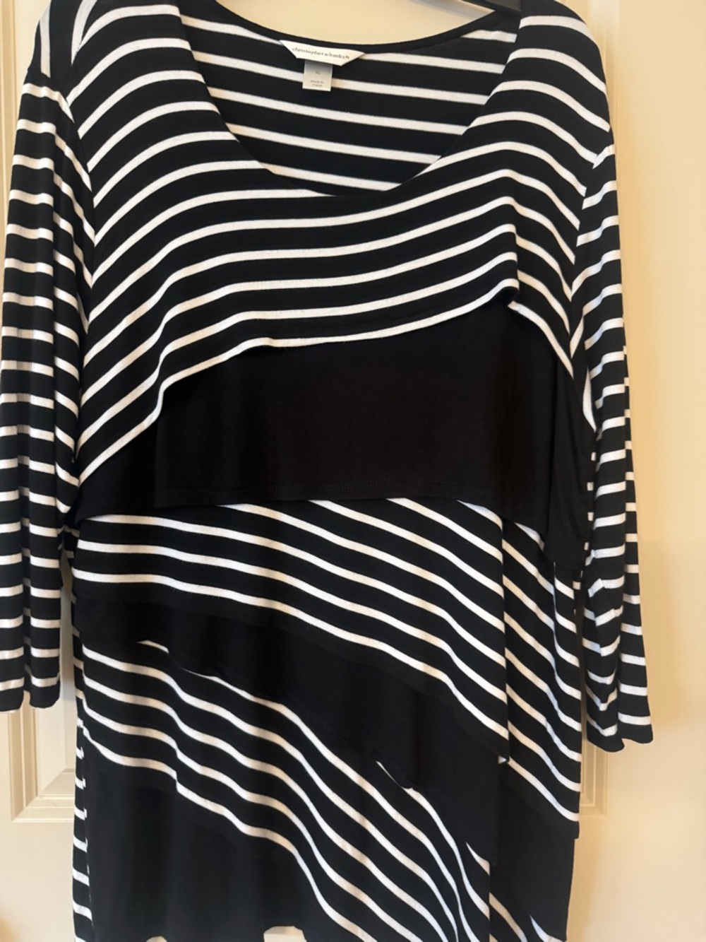 Christopher & Banks Black and White Striped Layered Tee